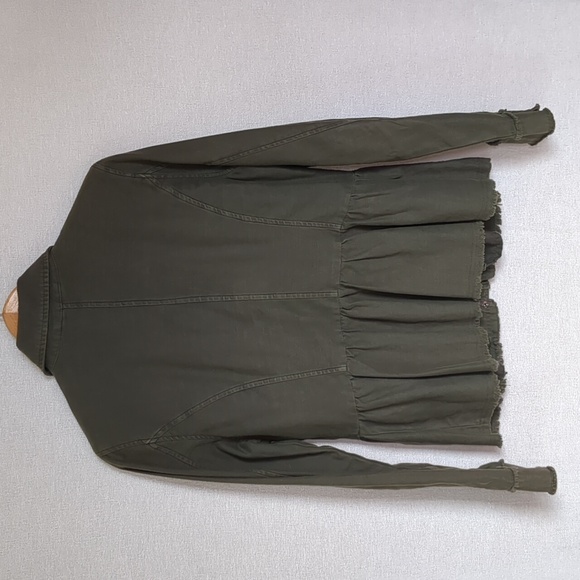 Anthro Altar'd State Peplum Military Style Jacket Army Green Distressed Size M - Picture 7 of 13